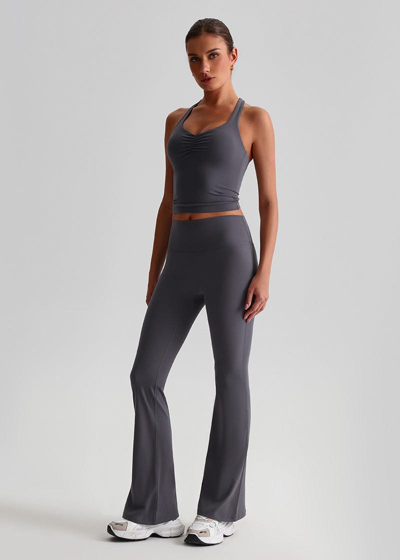 SISQUEEN No Line Flared Leggings - Casual Active Pants-Grey Flared Leggings-09