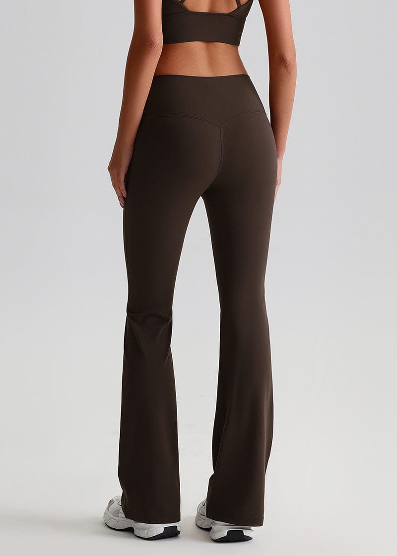 SISQUEEN No Line Flared Leggings - Casual Active Pants-Brown Flared Leggings-05
