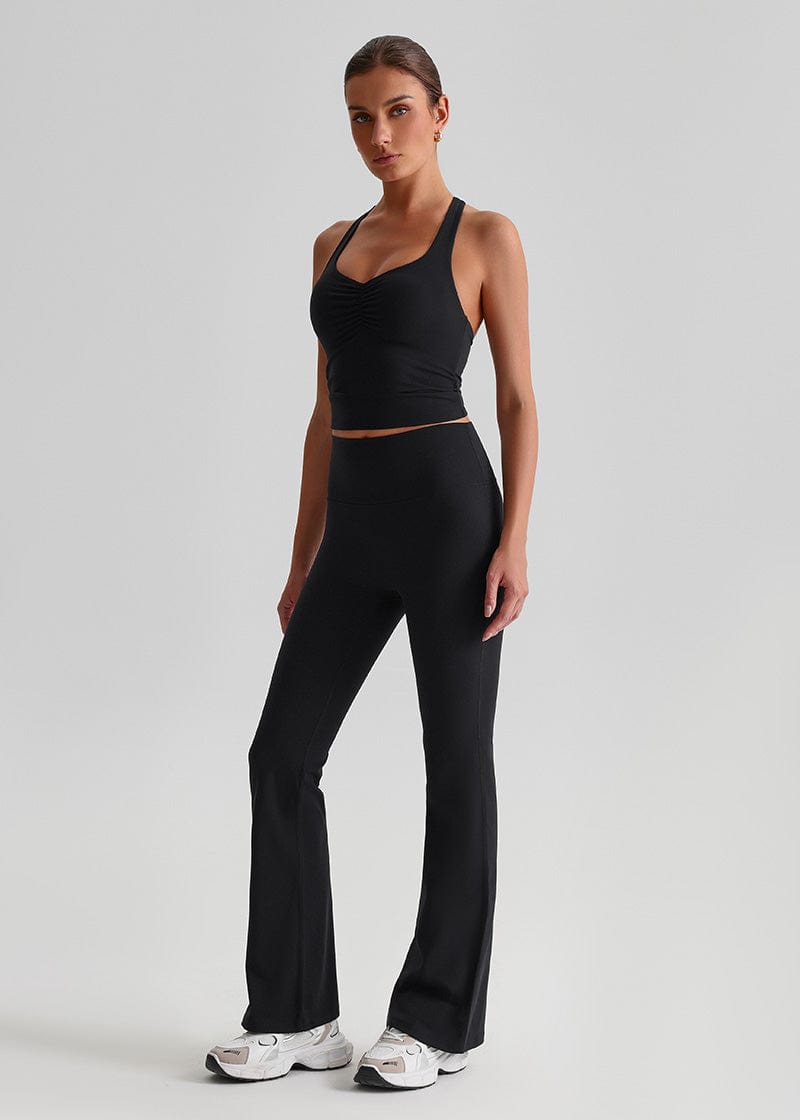 SISQUEEN No Line Flared Leggings - Casual Active Pants-Black Flared Leggings-03