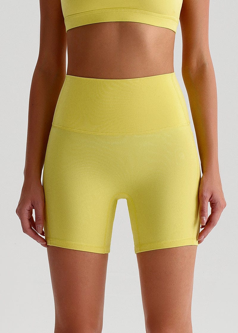 SisFlow™ No Line Yoga Pockets Shorts-Colorful Workout Shorts-Jade Yellow-1