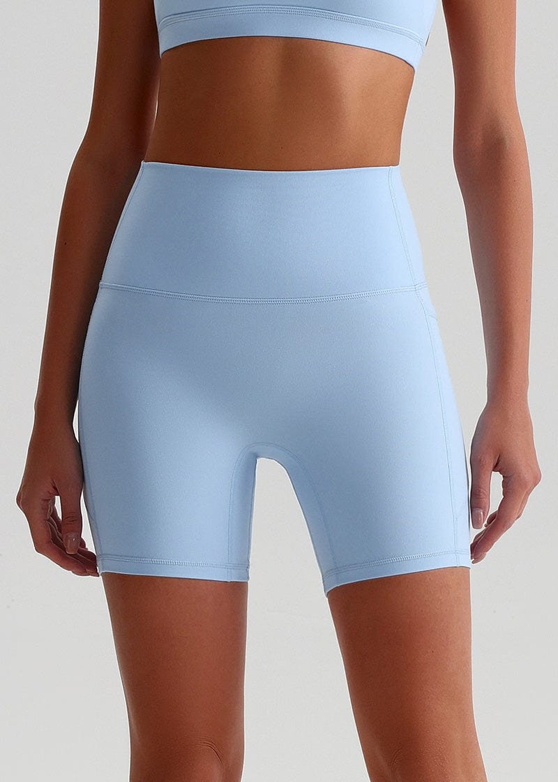 SisFlow™ No Line Yoga Pockets Shorts-Colorful Workout Shorts-Light Blue-1