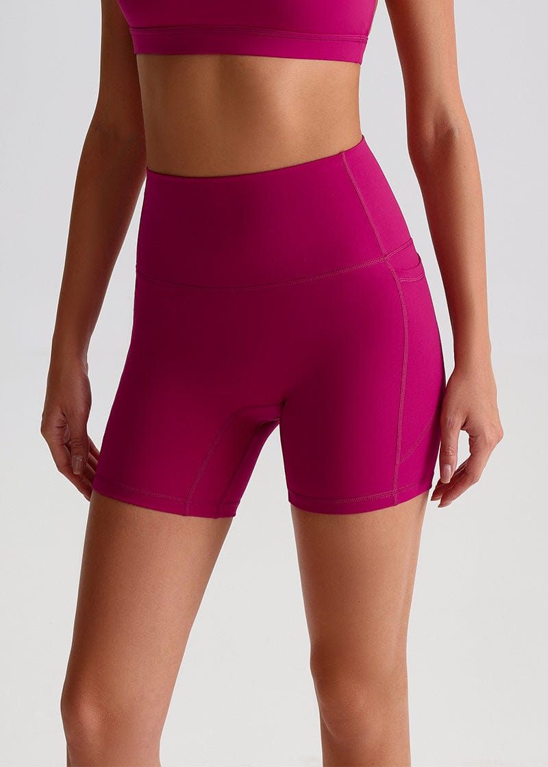SisFlow™ No Line Yoga Pockets Shorts-Colorful Workout Shorts-Magenta-1