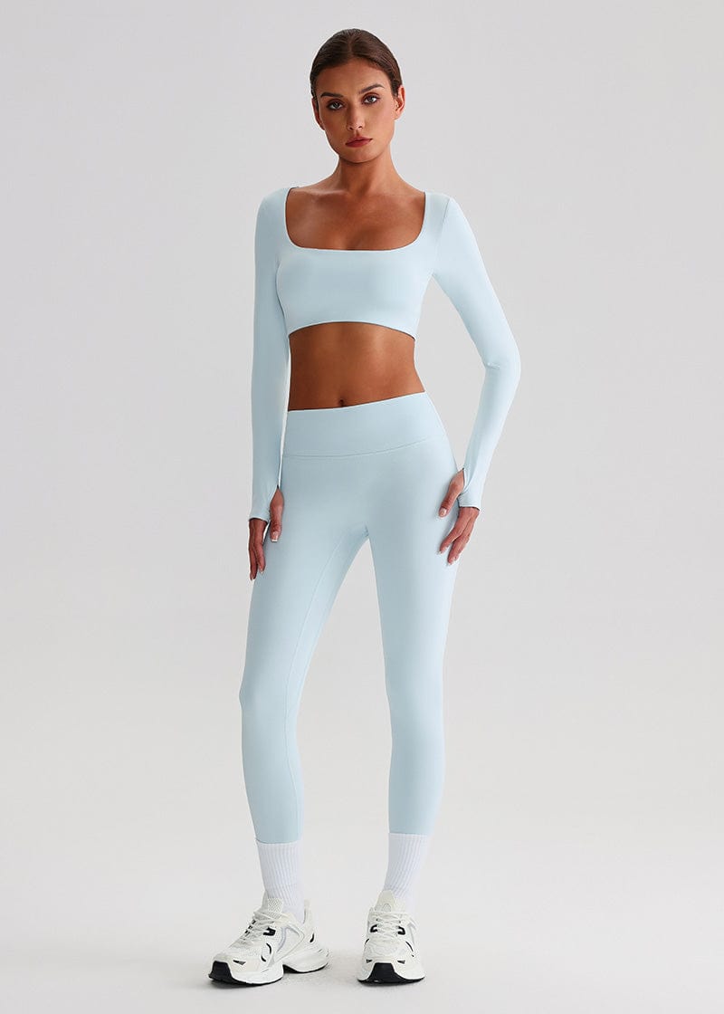 SISQUEEN Crop Long Sleeve Shirt - Women’s Yoga Sports Top-Blue Sports Top-30