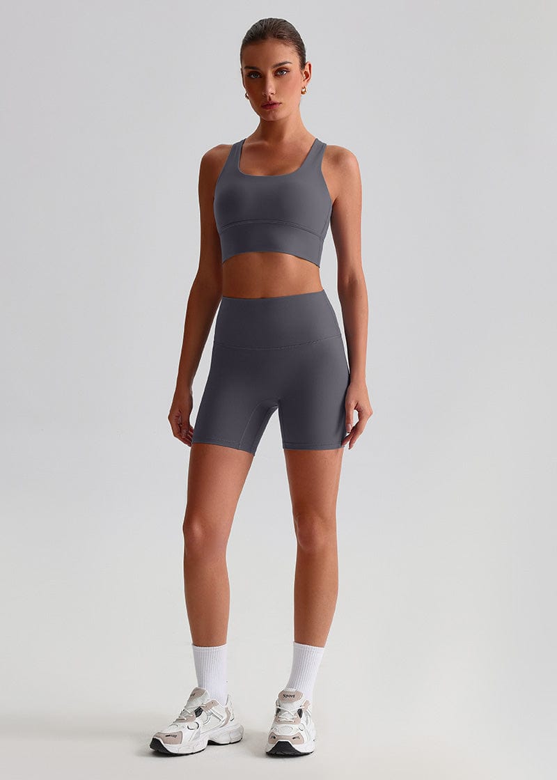 SisFlow™ 2 Piece Workout Set - Cross-back Sports Bra Yoga Shorts