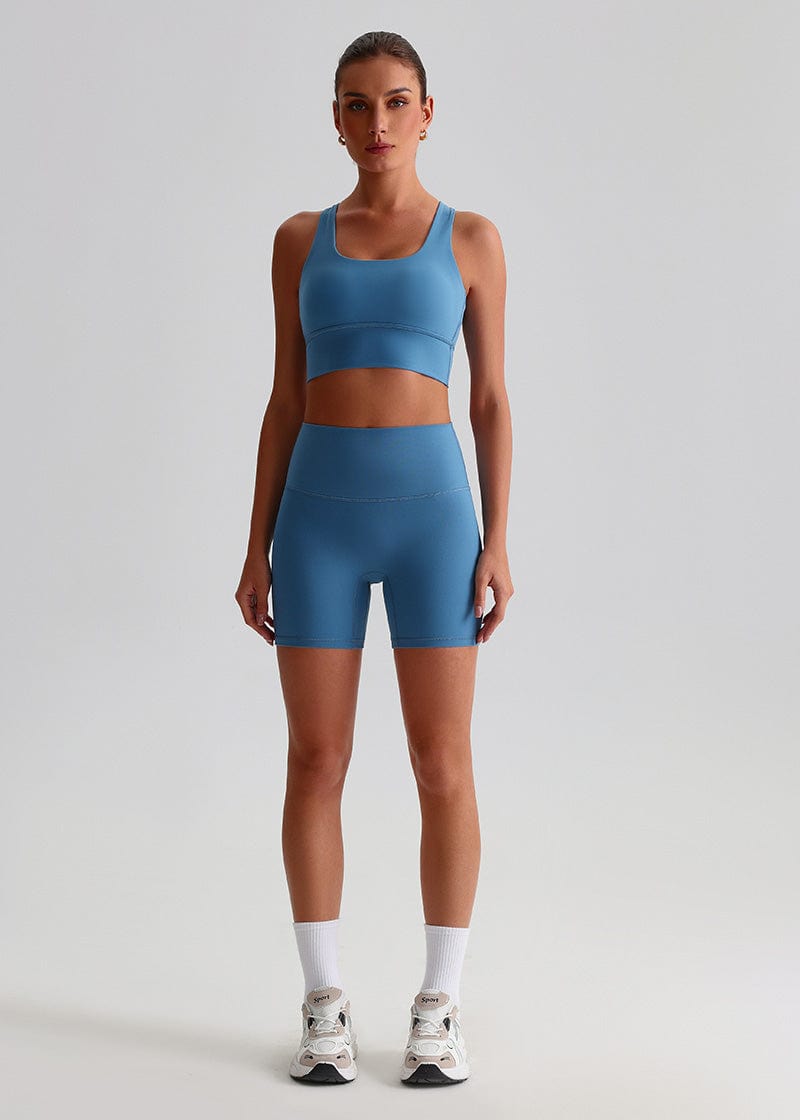 SisFlow™ 2 Piece Workout Set - Cross-back Sports Bra Yoga Shorts