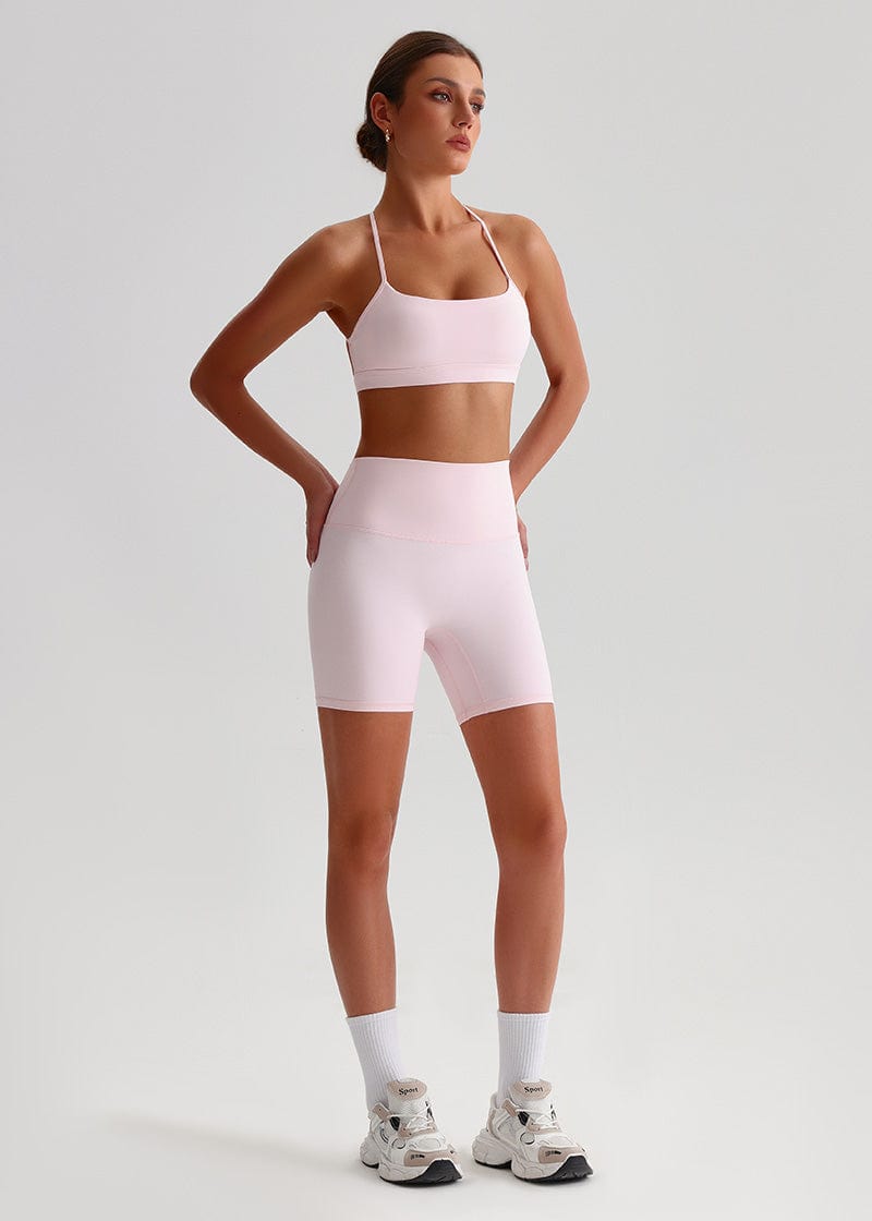 SISQUEEN Open Back Sports Bra - Strappy Cross Back Yoga Top-Pink Sports Bra-45