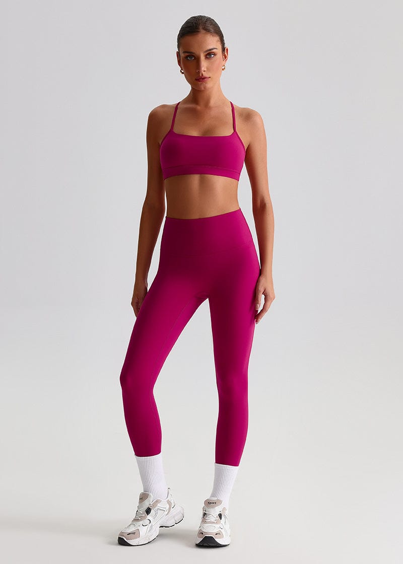 SISQUEEN Open Back Sports Bra - Strappy Cross Back Yoga Top-Red Sports Bra-12