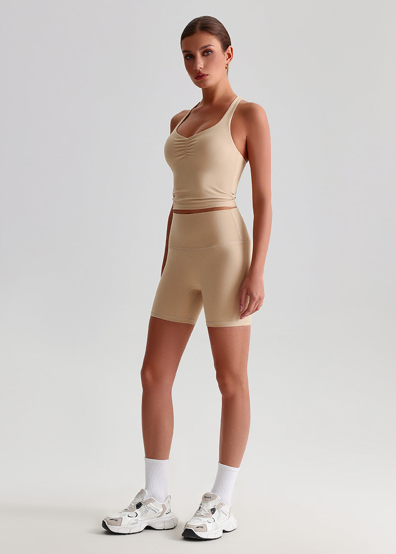 SISQUEEN Tank Top SisFlow™ Ruched V-Neck Yoga Tank Top