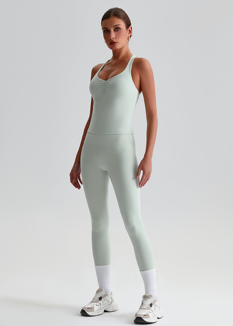 SISQUEEN Tank Top SisFlow™ Ruched V-Neck Yoga Tank Top