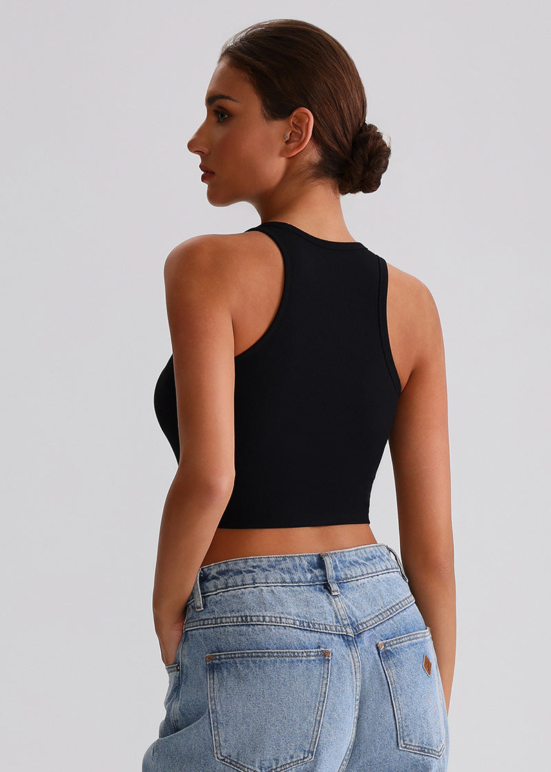 SISQUEEN Tank Top SisRipple™ Ribbed Sleeveless Crop Top