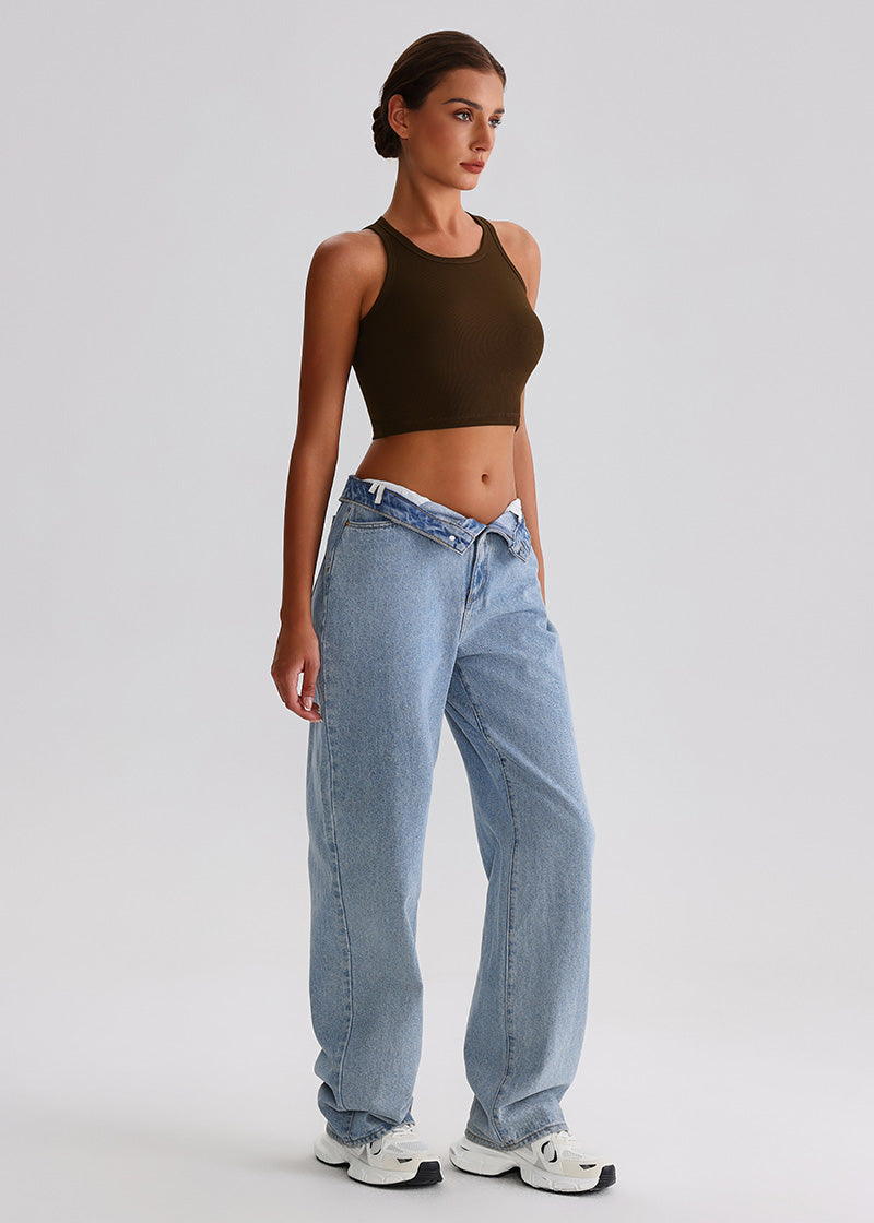 SISQUEEN Tank Top SisRipple™ Ribbed Sleeveless Crop Top