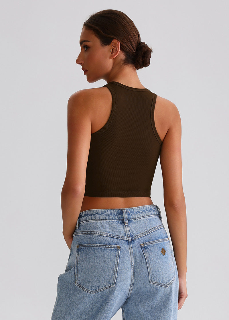 SISQUEEN Tank Top SisRipple™ Ribbed Sleeveless Crop Top