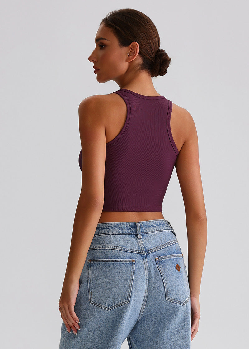 SISQUEEN Tank Top SisRipple™ Ribbed Sleeveless Crop Top