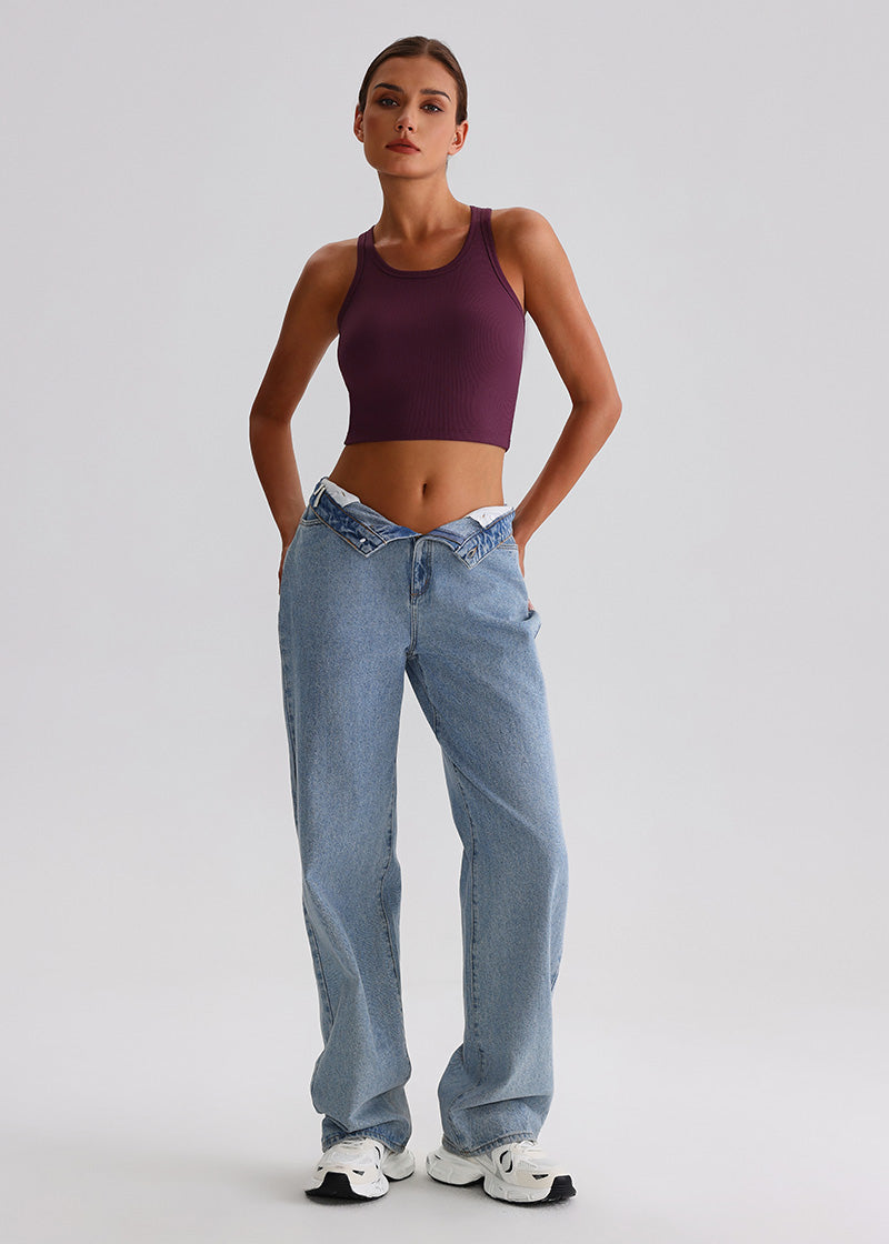 SISQUEEN Tank Top SisRipple™ Ribbed Sleeveless Crop Top