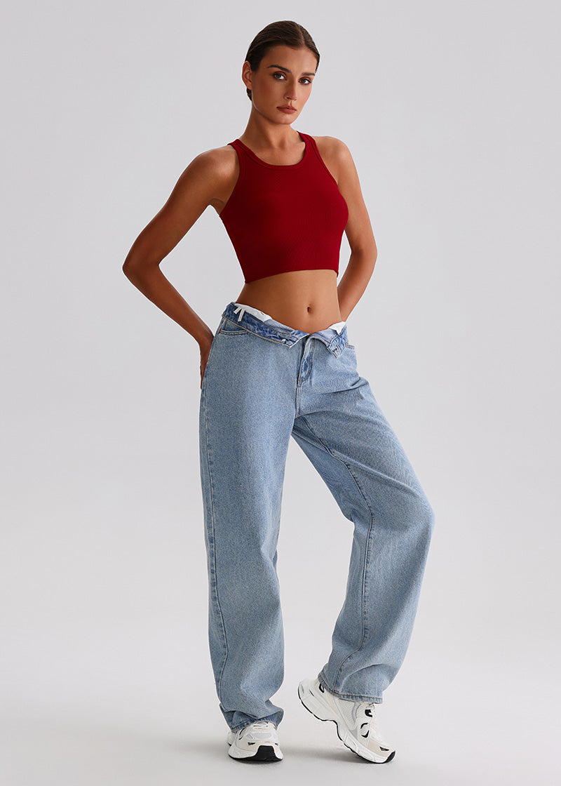 SISQUEEN Tank Top SisRipple™ Ribbed Sleeveless Crop Top