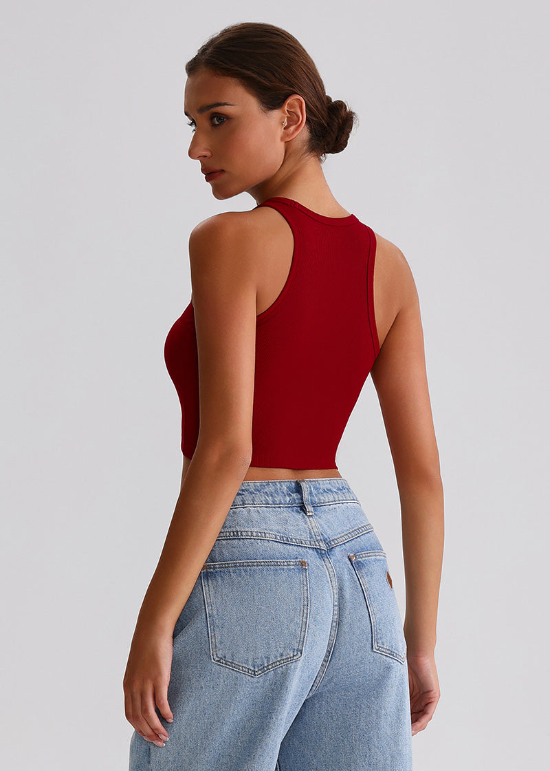 SISQUEEN Tank Top SisRipple™ Ribbed Sleeveless Crop Top