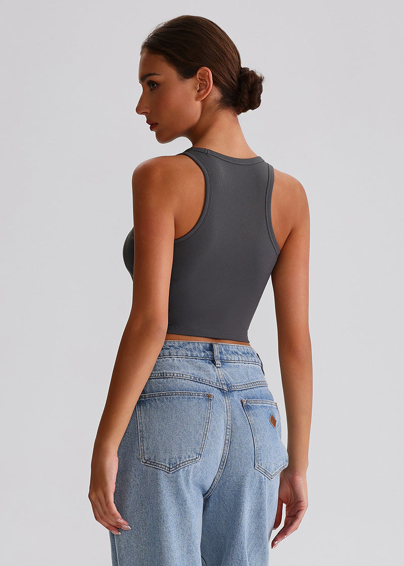 SISQUEEN Tank Top SisRipple™ Ribbed Sleeveless Crop Top