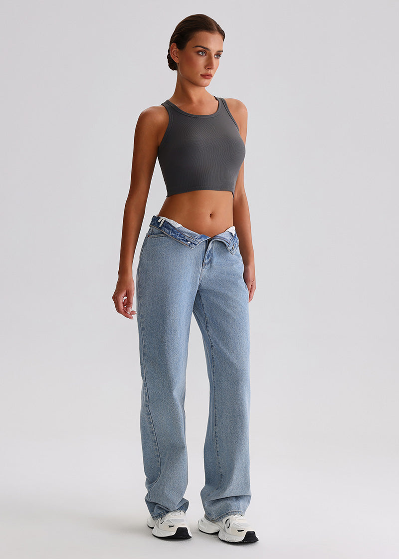 SISQUEEN Tank Top SisRipple™ Ribbed Sleeveless Crop Top