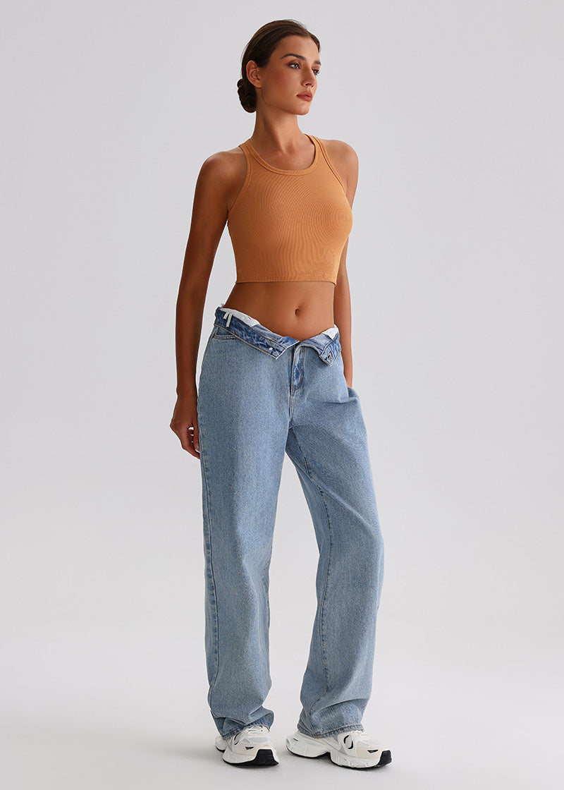 SISQUEEN Tank Top SisRipple™ Ribbed Sleeveless Crop Top