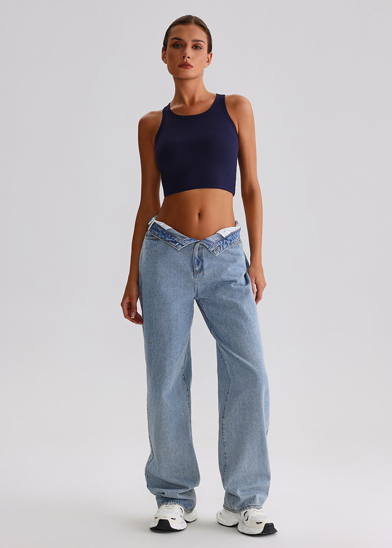 SISQUEEN Tank Top SisRipple™ Ribbed Sleeveless Crop Top