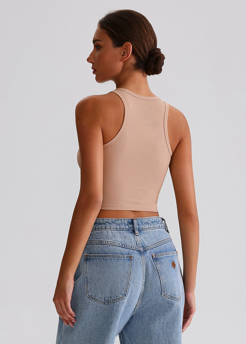 SISQUEEN Tank Top SisRipple™ Ribbed Sleeveless Crop Top
