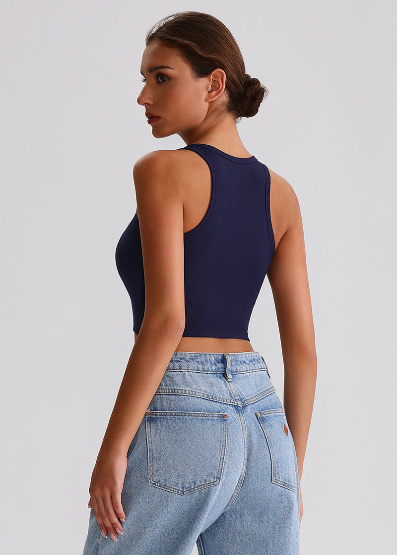 SISQUEEN Tank Top SisRipple™ Ribbed Sleeveless Crop Top